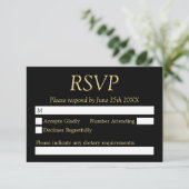 Carte RSVP Noir Beige Mariage (Debout devant)