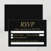 Carte RSVP Noir Beige Mariage (Devant / Derrière)