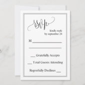 Carte RSVP Noir & Blanc Classic Script Wedding (Devant)