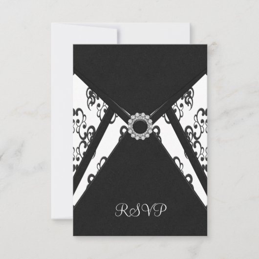 Carte RSVP noir blanc Damas (Devant)