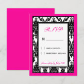 Carte RSVP noir blanc rose (Devant / Derrière)