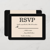 Carte RSVP Noir & Crème Chic Mariage élégant (Devant / Derrière)