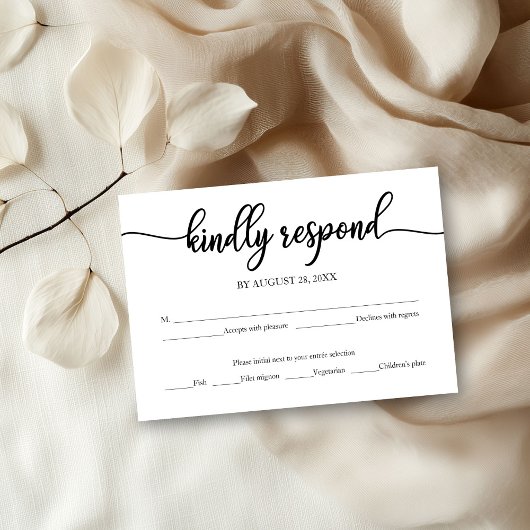 Carte RSVP Noir Et Blanc Calligraphie Mariage