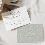 Carte Rsvp Noir et Blanc Classique<br><div class="desc">Conçue pour coordonner avec notre collection de mariage de script romantique, cette carte RSVP personnalisable, dispose d'un texte de calligraphie de script balayé associé à un serif élégant et une police sans caractère moderne en noir avec un dos vert sauge dépoli. Le texte et l'arrière - plan peuvent être changés...</div>
