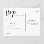 Carte RSVP noir et blanc correspondant (Dos)