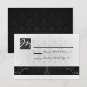 Carte RSVP noir et blanc Damas (Devant / Derrière)