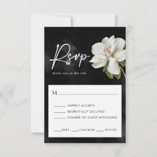 Carte RSVP noir et blanc Magnolia Mariage