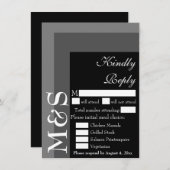 Carte RSVP Noir et Blanc Moderne Script Wedding (Devant / Derrière)
