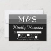 Carte RSVP Noir et Blanc Moderne Script Wedding (Devant)