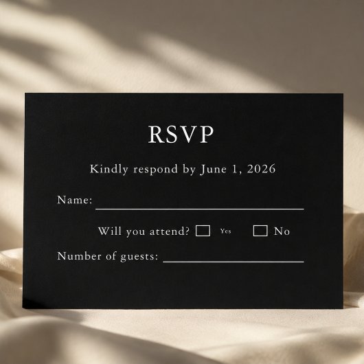 Carte RSVP Noir et Blanc Modifiable 