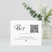 Carte RSVP noir et blanc pour code QR budget (Debout devant)