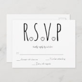 Carte RSVP Noir et Blanc Shell Beach Wedding (Devant / Derrière)