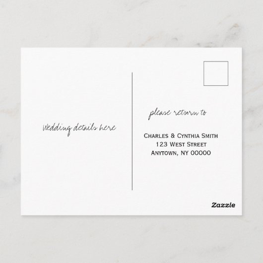 Carte RSVP Noir et Blanc Shell Beach Wedding (Dos)