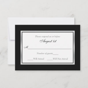 Carte RSVP   Noir et Blanc   Silvertone