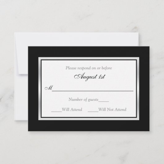 Carte RSVP | Noir et Blanc | Silvertone (Devant)