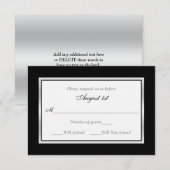 Carte RSVP | Noir et Blanc | Silvertone (Devant / Derrière)