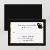 Carte RSVP Noir et Faux Parties scintillant de mar (Devant / Derrière)