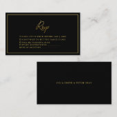 Carte Rsvp Noir et Or Moderne (Devant / Derrière)