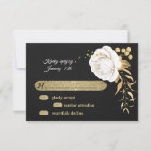 carte RSVP noir floral or blanc (Devant)