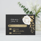 carte RSVP noir floral or blanc (Debout devant)