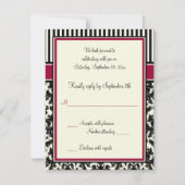 Carte RSVP noir, ivoire, rouge rayé (Dos)