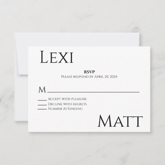 Carte RSVP Noir Moderne (Devant)