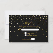 Carte RSVP Noir & Or Foil Confetti Dots Mariage (Devant)