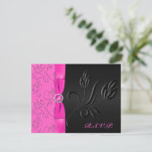 Carte RSVP noire et rose chaud (Debout devant)