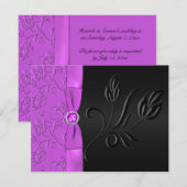 Carte RSVP noire et violette (Devant / Derrière)