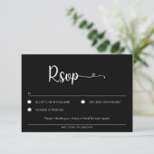 Carte RSVP Noire Simple Avec Choix De Repas (Debout devant)