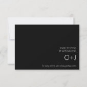 Carte RSVP Noire Simple Avec Choix De Repas (Dos)