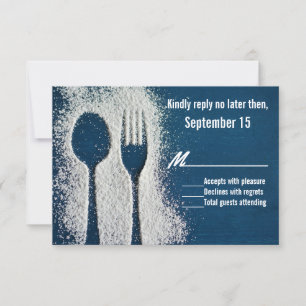 Carte RSVP Occasion en argent bleu avec farine