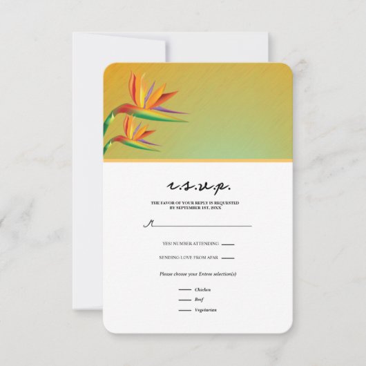 Carte RSVP Oiseau de Paradis Tropical Floral (Devant)