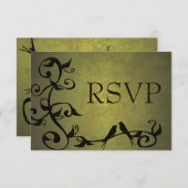 Carte RSVP Olive Grunge Vines (Devant / Derrière)