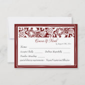 Carte RSVP Open Work Elegant Mariage Maroon (Devant)