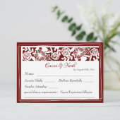 Carte RSVP Open Work Elegant Mariage Maroon (Debout devant)