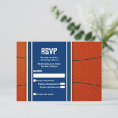 Carte RSVP Orange Blue Basketball Bar Mitzvah (Debout devant)