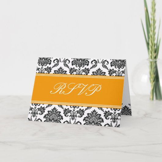 Carte RSVP Orange Damask (Devant)