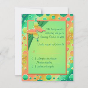 Carte RSVP Orange, Lime Green Polka Dot