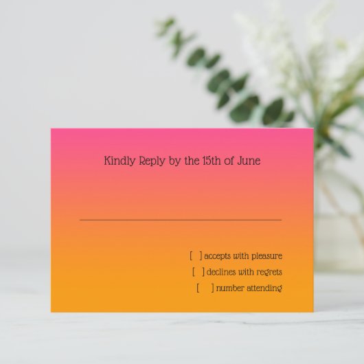 Carte RSVP Orange to rose Ombre avec étoile (Debout devant)
