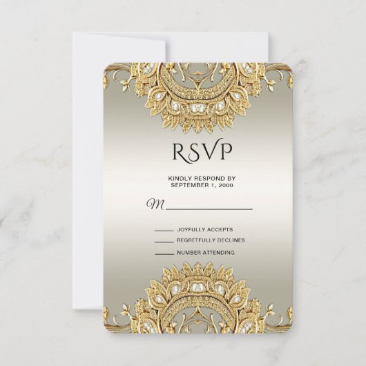 Carte RSVP Ornat Or (Devant)