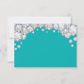 Carte RSVP Pailletée Diamant Turquoise et Argent (Dos)