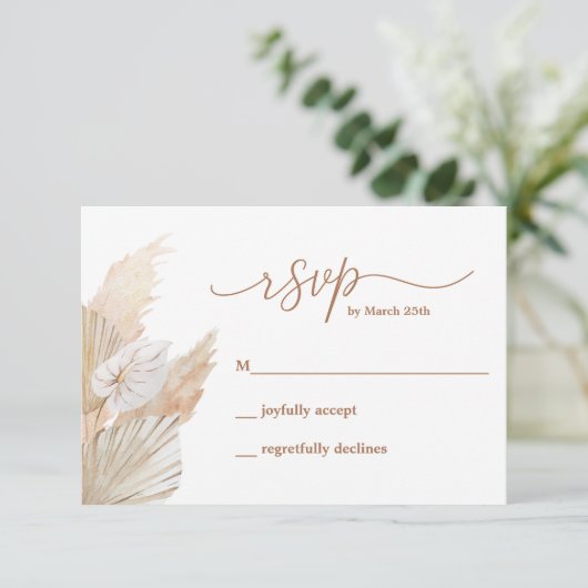 Carte RSVP Pampas Grass Boho (Debout devant)