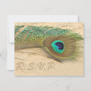 carte rsvp paon bleu