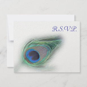 carte rsvp paon bleu