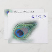 carte rsvp paon bleu (Devant / Derrière)