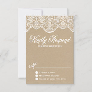 Carte RSVP papier Brocade Lace Faux Kraft