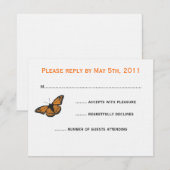 Carte RSVP Papillon moderne - Orange (Devant / Derrière)
