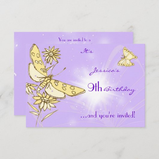 Carte RSVP Papillon Peach Violet (Devant / Derrière)