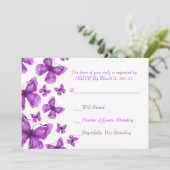 Carte RSVP Papillon violet élégant de luxe (Debout devant)